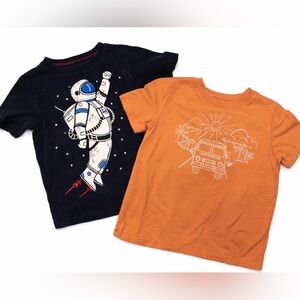Space Adventure Kids T-Shirt Set - Orange & Black